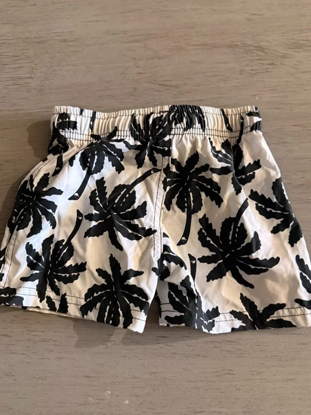 Black/White Palm Tree Hybrid Swim Shorts